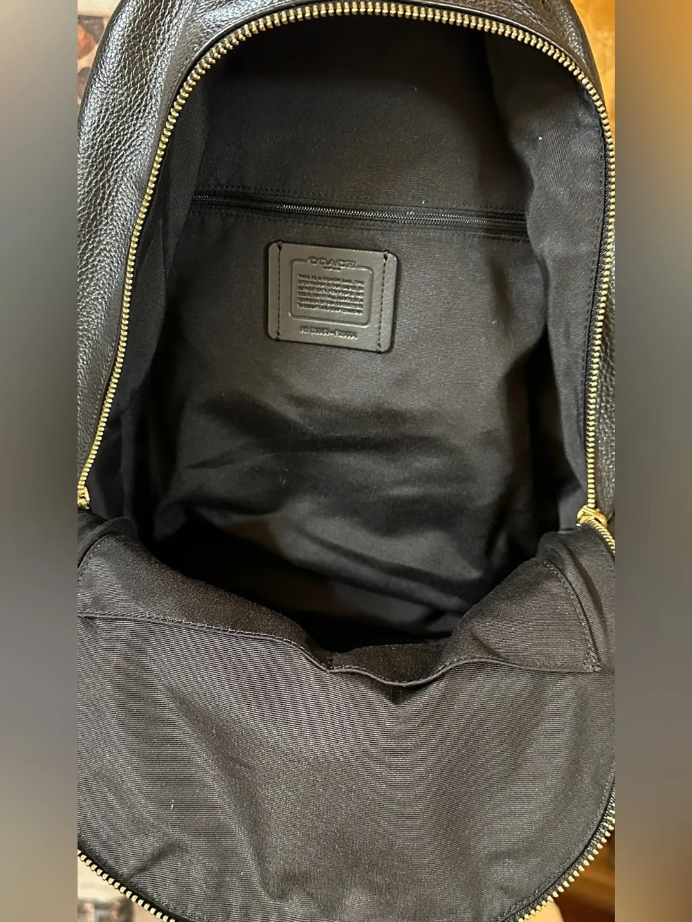 COACH Backpack Pebbled Black Leather Gold Hardware